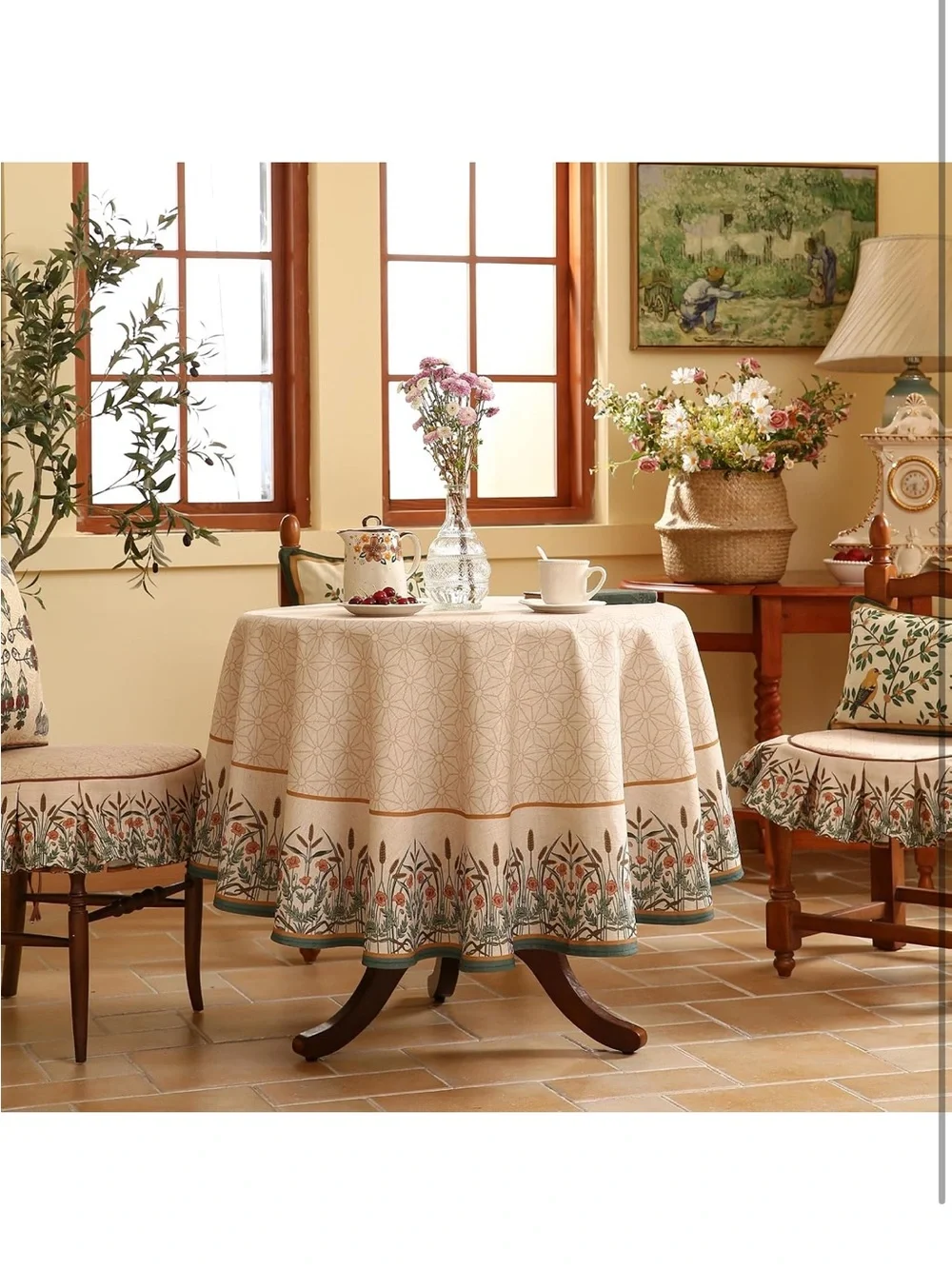 NEW patdrea Vintage French Linen Tablecloth, 55